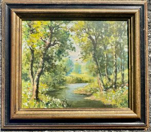 Oil On Canvas, Stream In The Forest, Signed Harke
