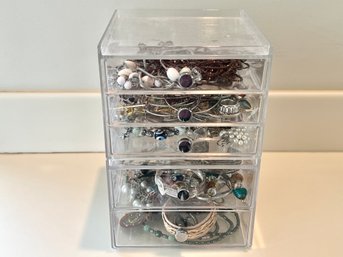 Large Collection Of Costume Jewelry, Jewelry Box & Necklaces