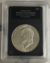 Authenticated Brilliant Uncirculated Eisenhower Silver Dollar - 1971