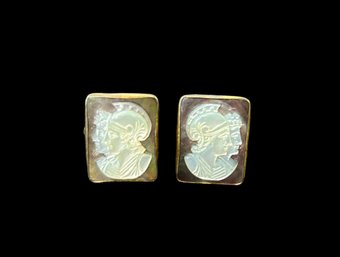 Vintage Soldier Cameo 800 Silver Cuff Links