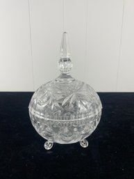 Clear Glass Compote Lidded Dish