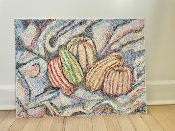 Pointillism Fall Vegetable Still Life, Signed