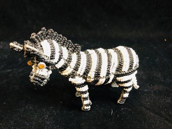 Beaded Zebra Animal Figurine