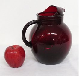 A Beautiful Anchor Hocking Ruby Red Ice Lip Serving Pitcher For Lemonade, Juices, Or Margaritas!