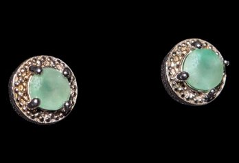 Sterling 925 Emerald Stud Earrings