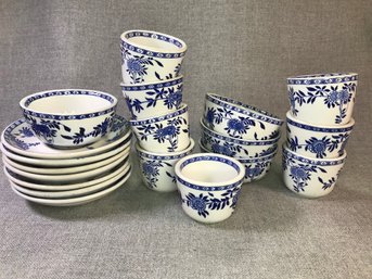 Awesome Group Of Vintage Blue Willow Diner Ware - Multiple Makers - Heavy Duty - Nearly Unbreakable !