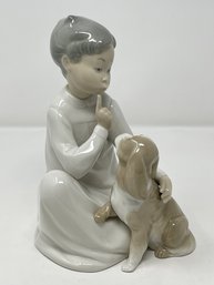 Lladro 'Shh Quiet' Glazed Porcelain Figurine - 7.5' Children In Nightshirts