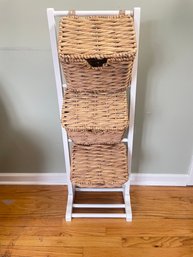 Storage Shelf With Wicker Baskets