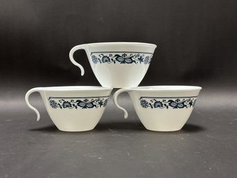 Three Corelle Tea Cups By Corning, True Blue Pattern