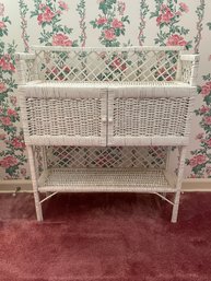 Small Vintage Painted Wicker Storage Unit.