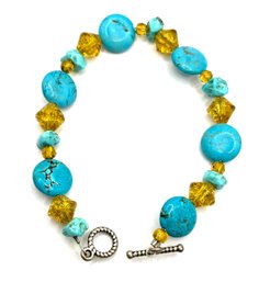 Turquoise And Citrine Color Beaded Bracelet