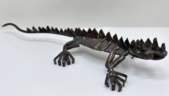 Hand Made African Metal Iguana Lizard Sculpture, Kenya