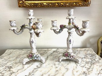 Vintage Porcelain 4 Candle Candelabra PMP Made In Germany