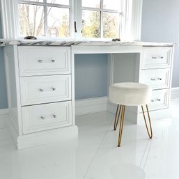 A Marble Makeup Vanity - Bath 2A - Including Stool