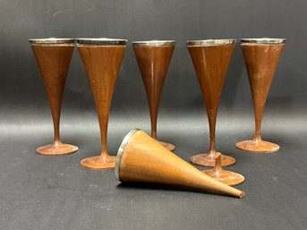 Six Vintage Wood Flutes With Sterling Silver Cup Inserts (312g/10.03 TO)