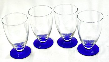 Vintage Cobalt Blue Footed Juice Glasses