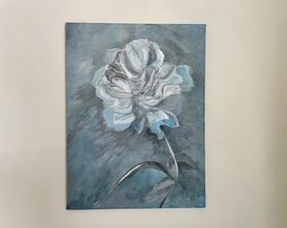 Flower In Dreamy Grey Tones Acrylic On Canvas