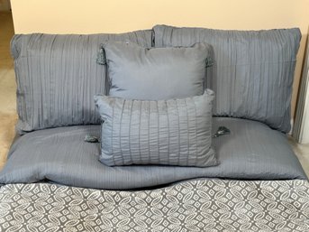 Contemporary Guest Bedding In Neutral Gray Tones, Queen Size