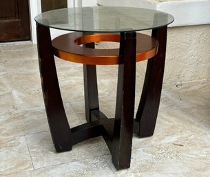 A Contemporary Side Table With Glass Top