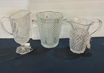 Glass Pitchers And Ice Bucket