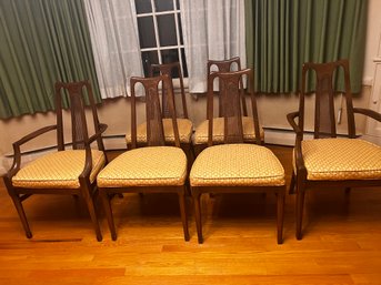 Set Of 6 Mid Century Dining Chairs With Cane Backrest
