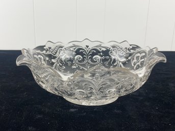 Clear Pressed Glass Pattern Designed Bowl