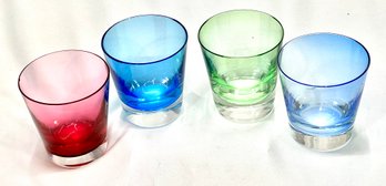 Vintage MCM Clear Colored Rocks Glasses