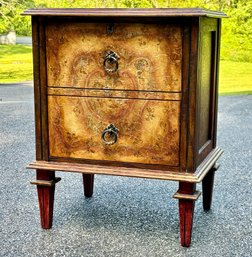 A Vintage Paneled Side Table Or Nightstand With Faux Painted Finish - Gorgeous!