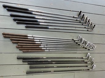 19 Assorted Golf Clubs Irons - Snake Eyes Quick Strike, Greg Norman, Wilson Staff Tour Blade