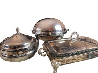 Collection Of Vintage Silver Plated Serving Pieces
