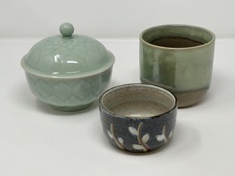 Chinese Celadon Lidded Trinket Dish And More