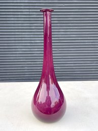 Tall Mid Century Amethyst Empoli Cased Glass Vase/Decanter