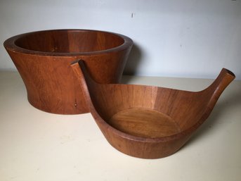 Two Estate Fresh Large Teak Bowls - DANSK 830 Jens Quistgaard & Wooden Bowl From Denmark - Essen ? Not Sure