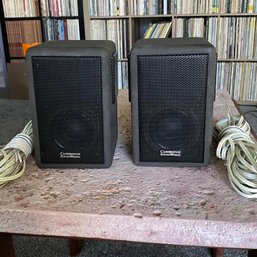 Pair Cambridge Soundworks The Surround 5.5x8x5.5in Great Bookshelf Speakers By Henry Kloss With Wires