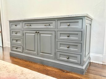 Wormy Chestnut Painted Console With Marble Top