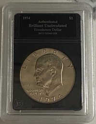 Authenticated Brilliant Uncirculated Eisenhower Dollar 1974