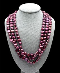 Gorgeous Burgundy Red Beaded Multi Strand Necklace