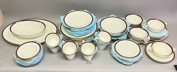 68 Piece Set Lenox Oxford Bone China Set In Annapolis Blue Pattern