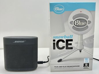 Bose Soundlink Speaker & New In Box Snowball ICE Plug & Play USB Microphone