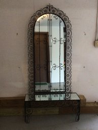 Iron Hall Mirror With Mirrored Hall Table