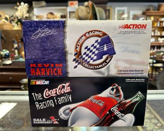 Brand New Action Kevin Harvick Clear Stock Car & The Coca - Cola Racing Family Scale Stock Car. LP/A4