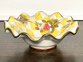 A Hand Painted Dandy Lion Bowl By Mackenzie Childs