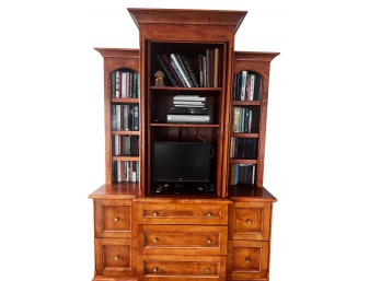 Traditional Solid Hardwood Entertainment / Bookcase With Drawers