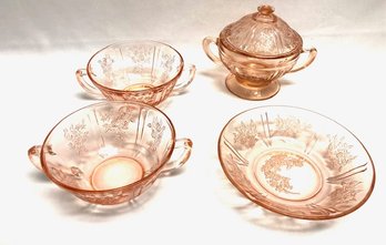 Assortment Of Sharon Rose Pink Depression Glass