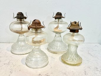 Set Of 4 - Glass Oil Lamps