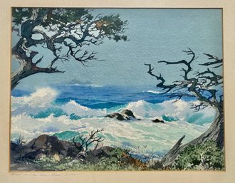 James March Phillips, Watercolor, Mist In The Sea - Point Lobos