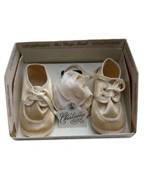 Vintage Mrs. Day's Ideal Baby Infant Shoes Girls White Size 1 In Case Yellowed