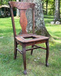 An Antique Oak Side Chair (needs Seat)