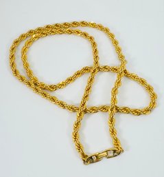 BEAUTIFUL BRIGHT GOLD TONE NAPIER TWISTED ROPE NECKLACE