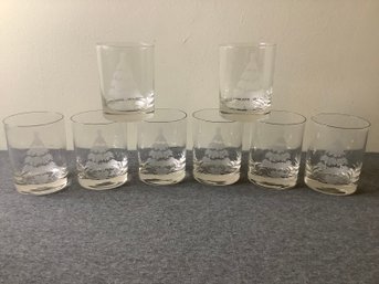 Neiman Marcus Etched Christmas Tree Glasses